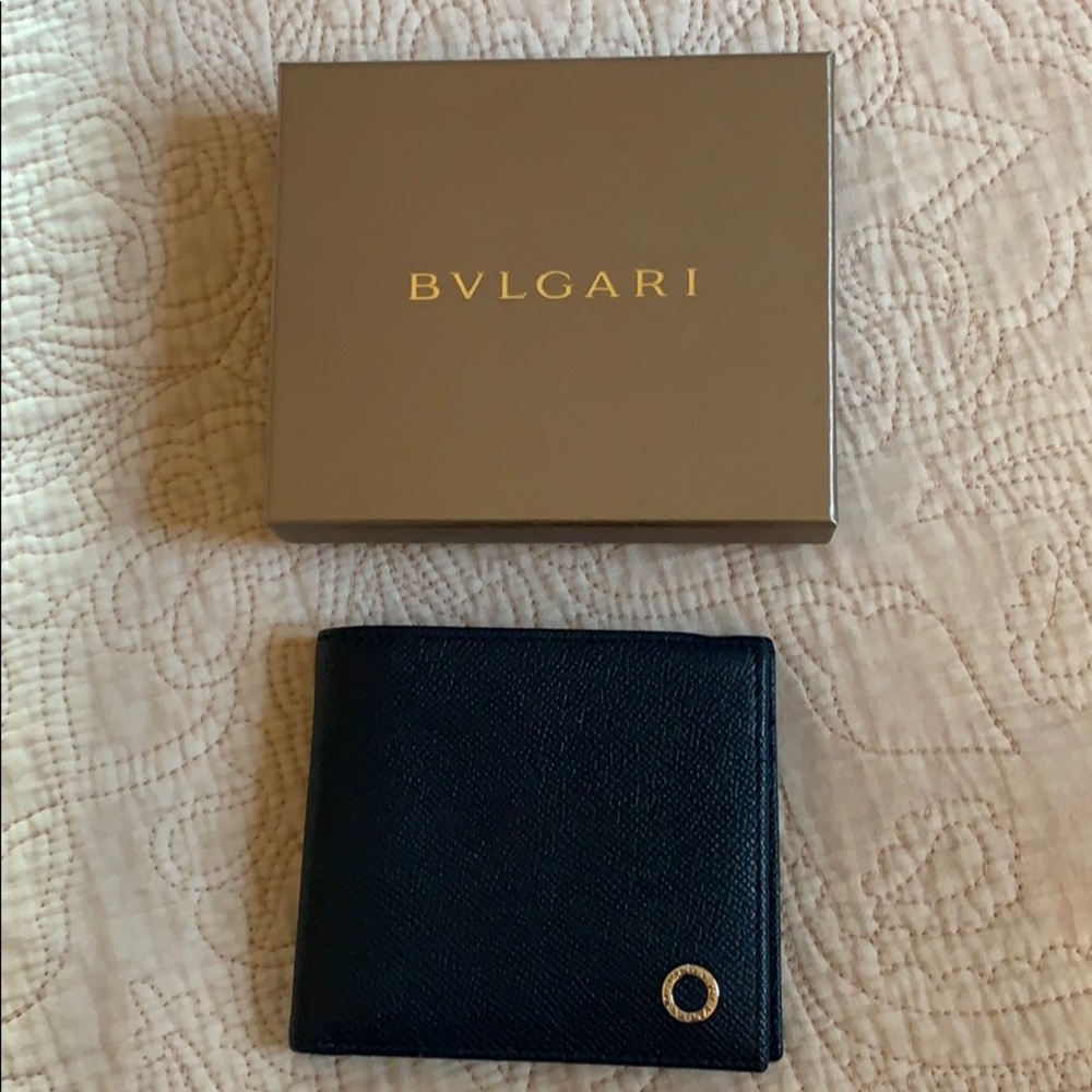 EUC Bulgari Men’s Blue Leather Wallet - Picture 2 of 7